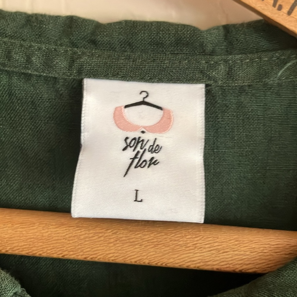 Son de Flor Large Classic Dress with Peter Pan Collar Long Sleeve Green - Picture 3 of 10